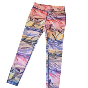 Colorful Tie Dye Wavy Print Athletic Leggings Small